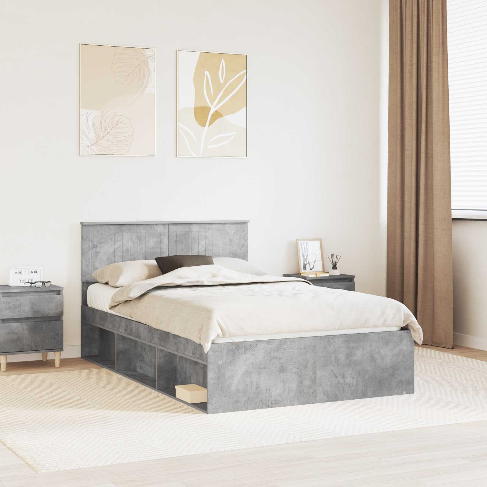 Struttura del letto Calcestruzzo 120 x 190 cm Pino massello | homemem39