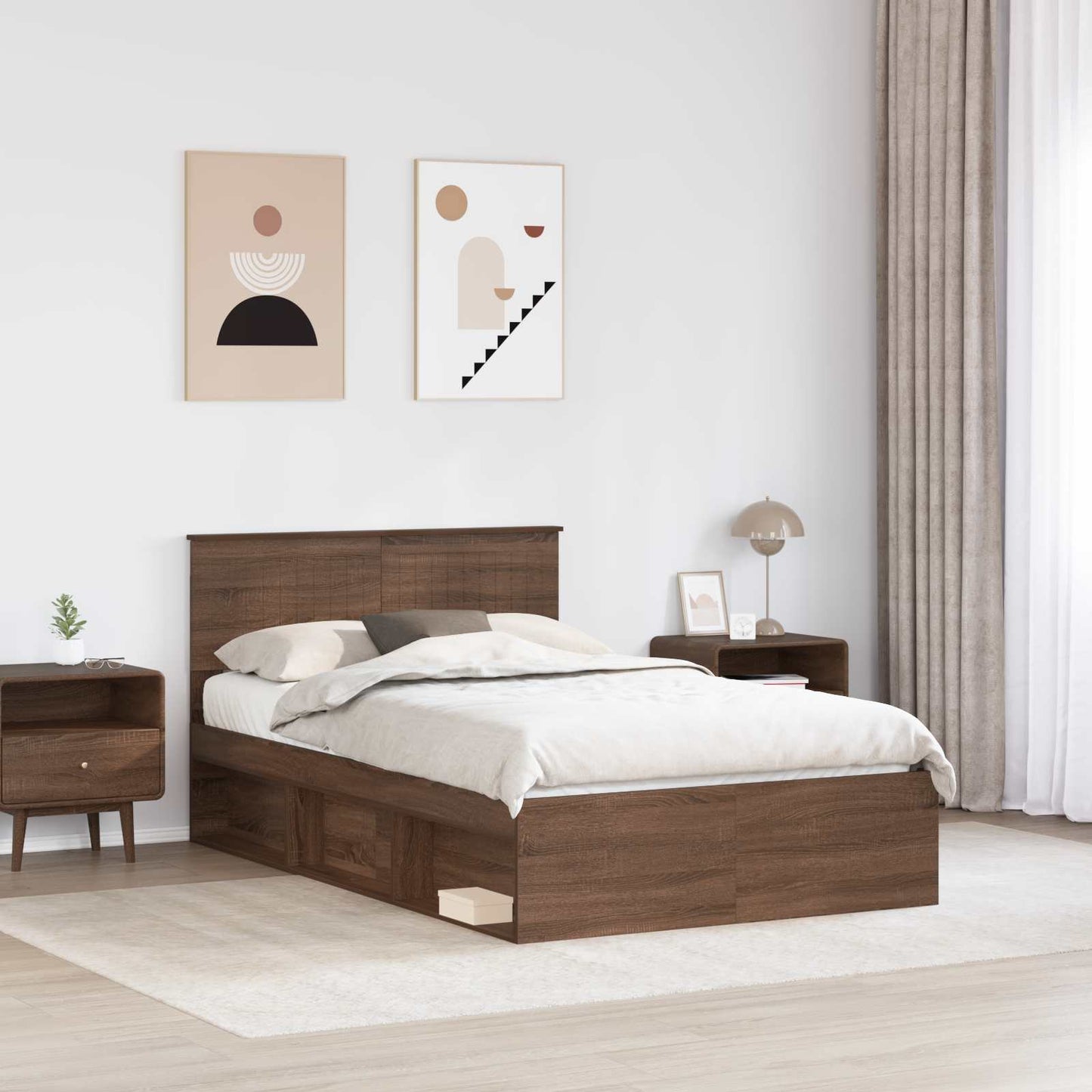 Struttura del letto Rovere Marrone 120 x 190 cm Pino massello | homemem39