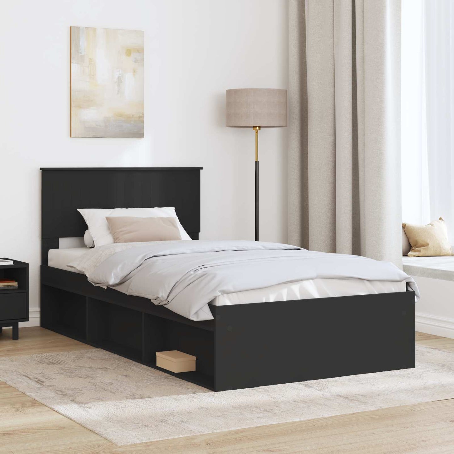 Struttura del letto Nero 100 x 200 cm Pino massello | homemem39