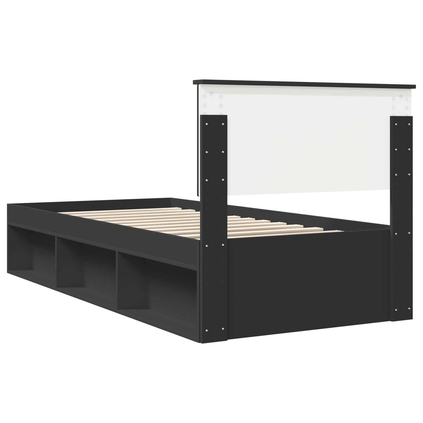 Struttura del letto con testiera Nero 90 x 200 cm Pino massello | homemem39