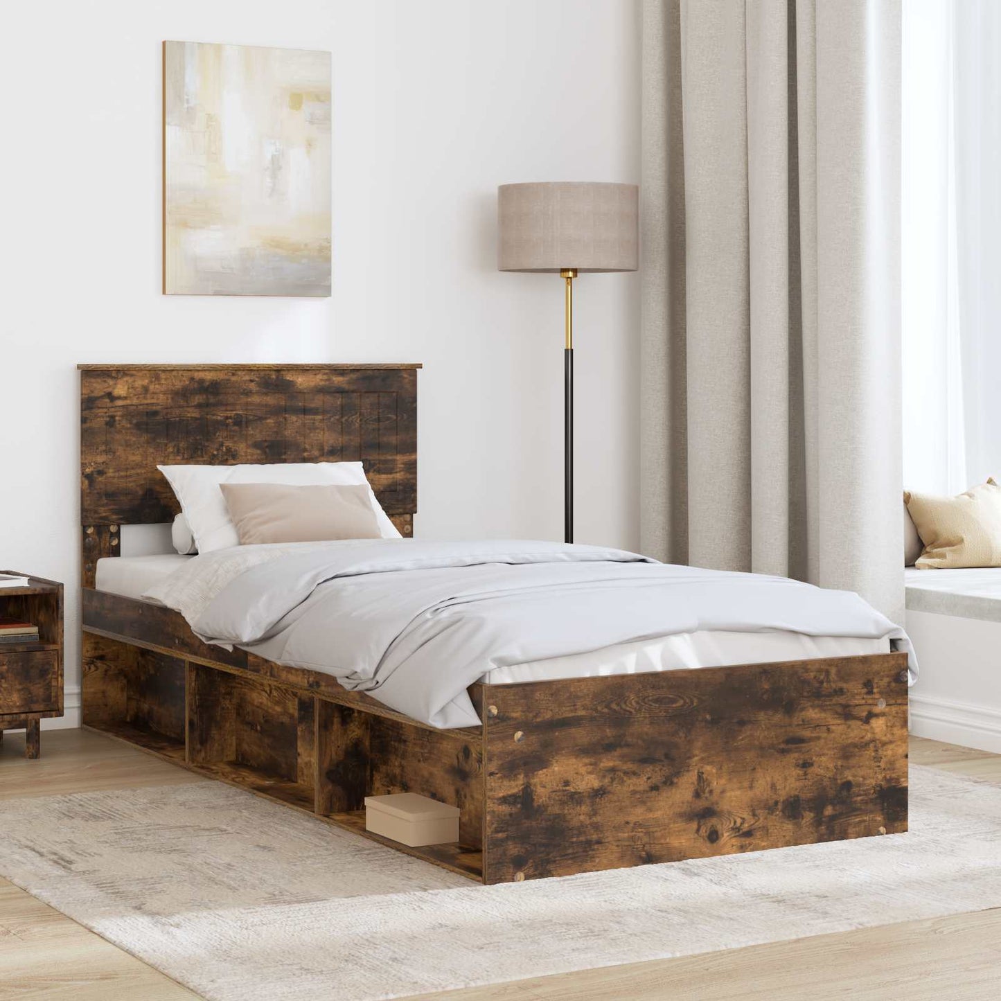 Struttura del letto Rovere fumé 90 x 200 cm Pino massello | homemem39