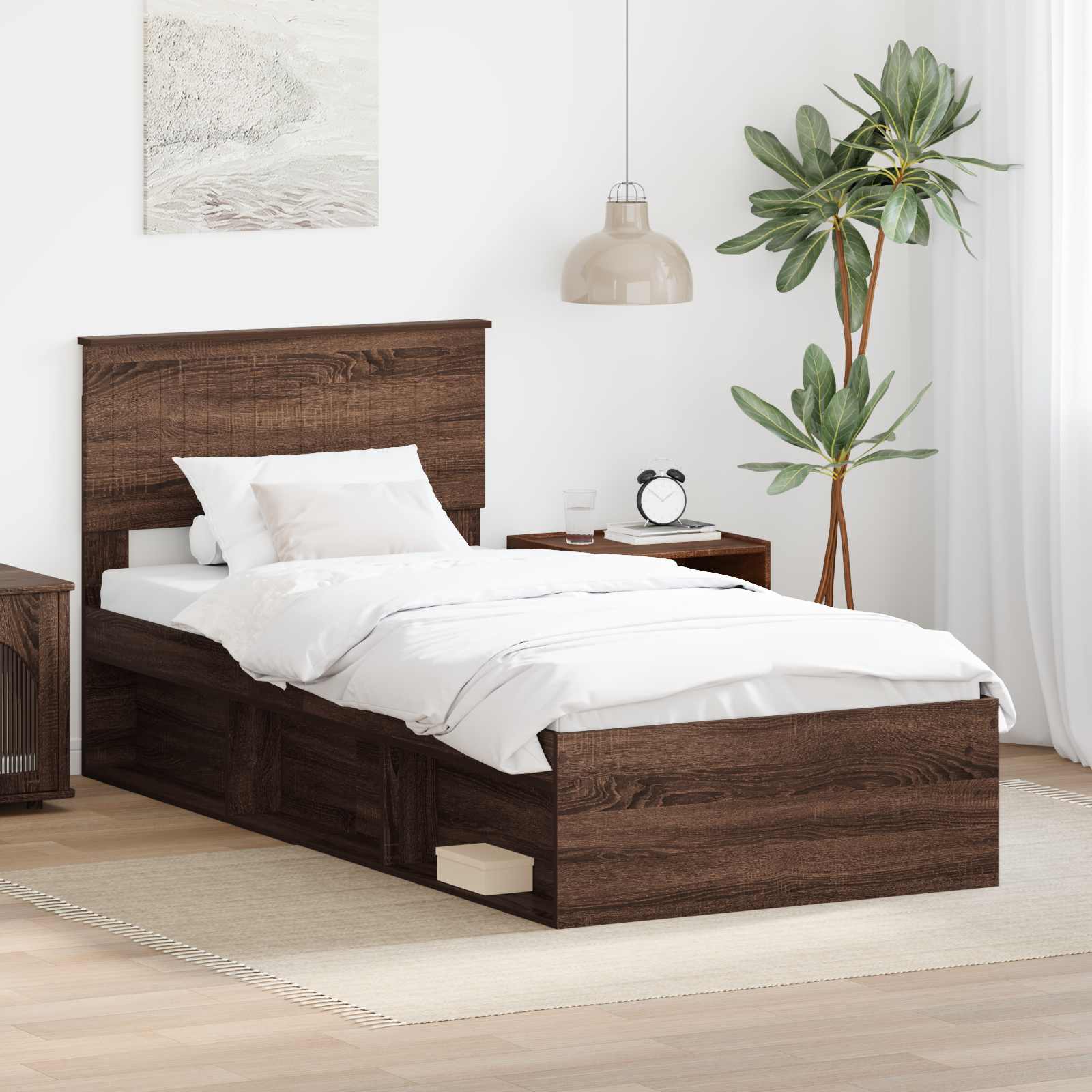 Struttura del letto Rovere Marrone 90 x 200 cm Pino massello | homemem39