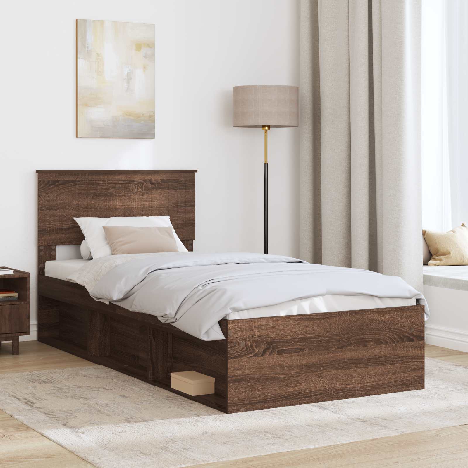 Struttura del letto Rovere Marrone 90 x 200 cm Pino massello | homemem39