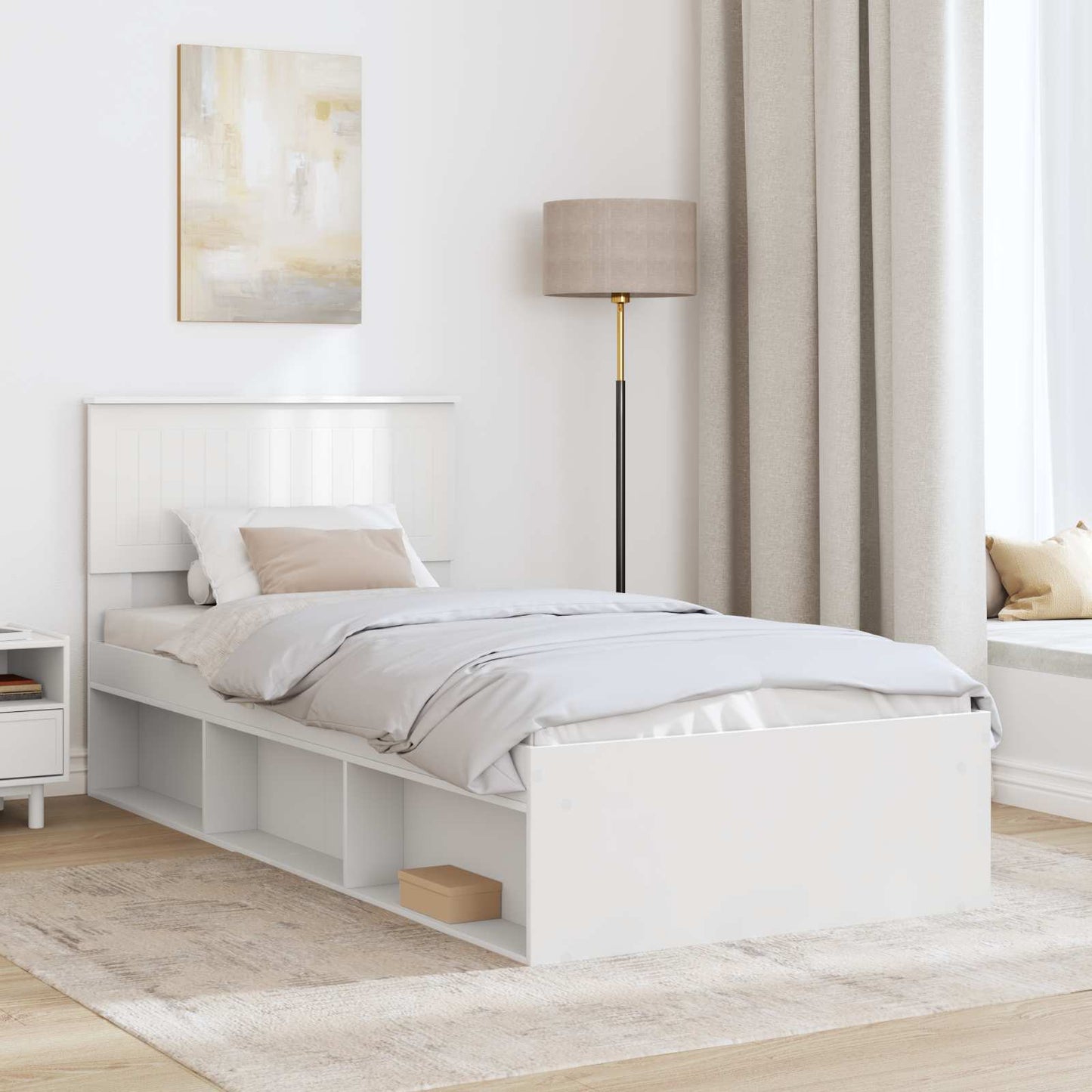 Struttura del letto Bianco 90 x 190 cm Pino massello | homemem39