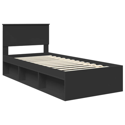 Struttura del letto con testiera Nero 90 x 190 cm Pino massello | homemem39