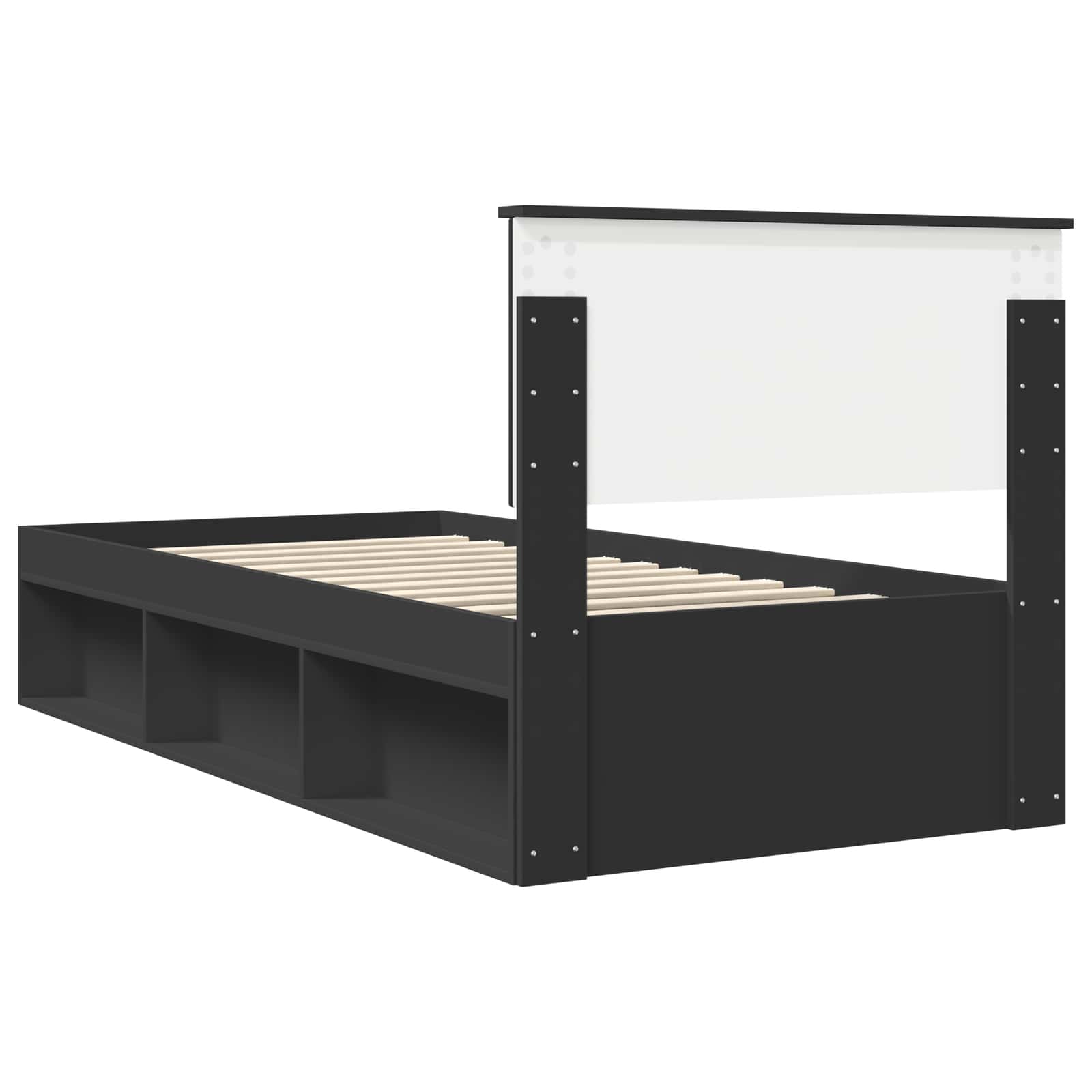 Struttura del letto con testiera Nero 90 x 190 cm Pino massello | homemem39