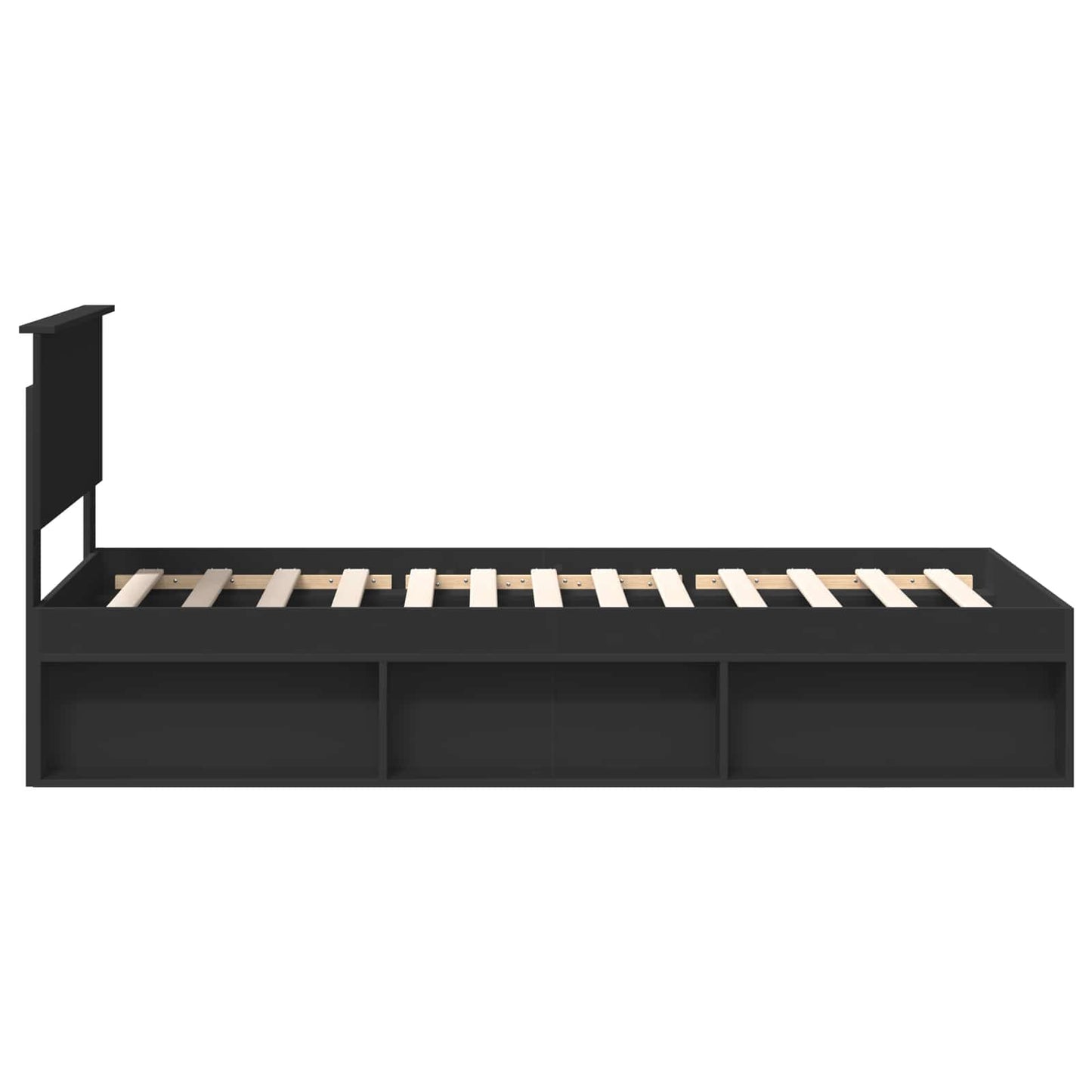 Struttura del letto con testiera Nero 90 x 190 cm Pino massello | homemem39