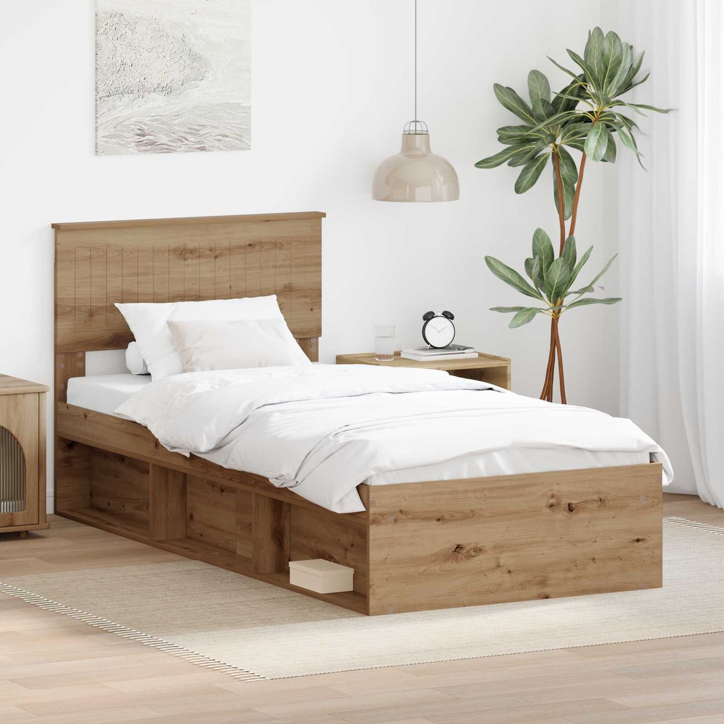 Struttura del letto con testiera Rovere Artigianale 90 x 190 cm | homemem39