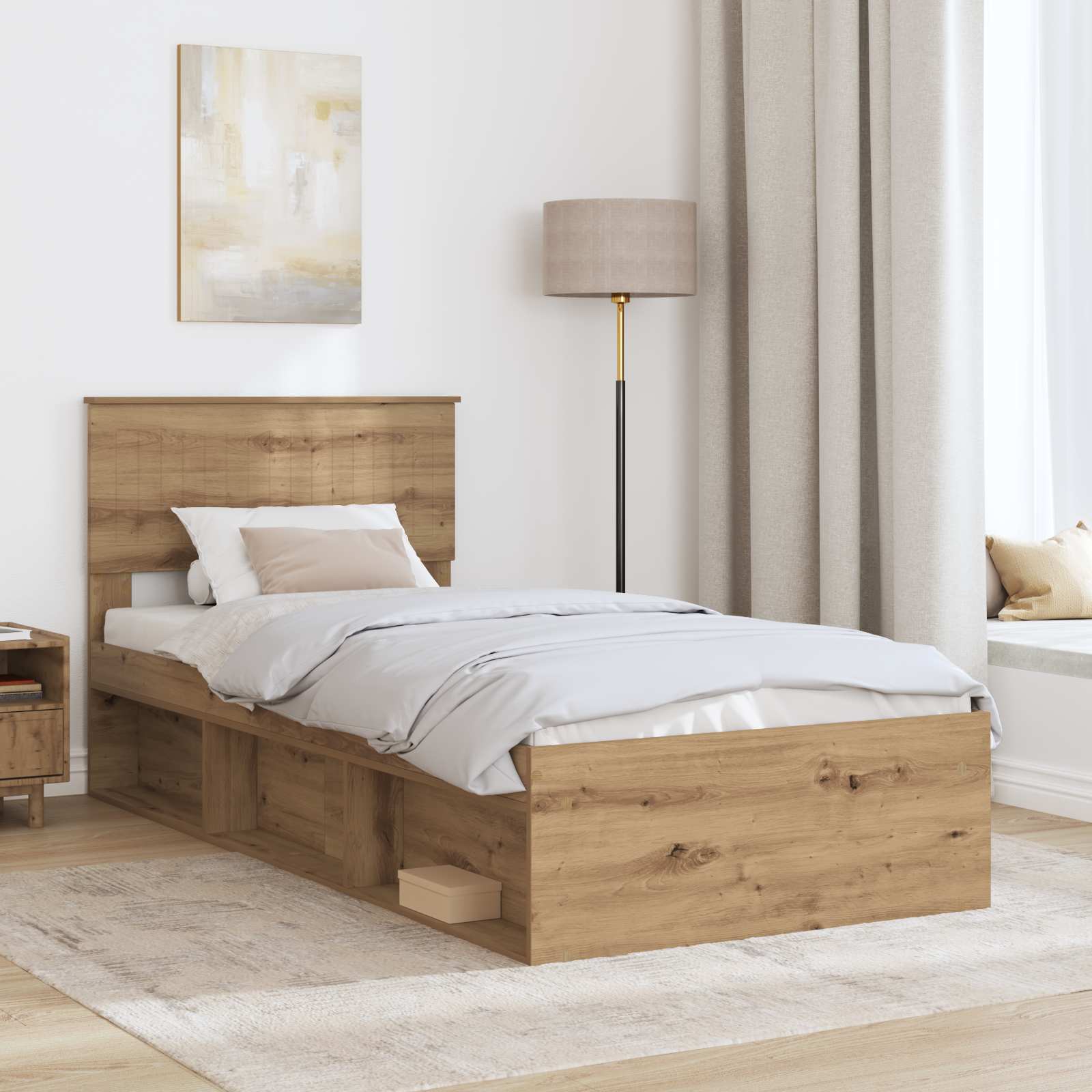 Struttura del letto con testiera Rovere Artigianale 90 x 190 cm | homemem39
