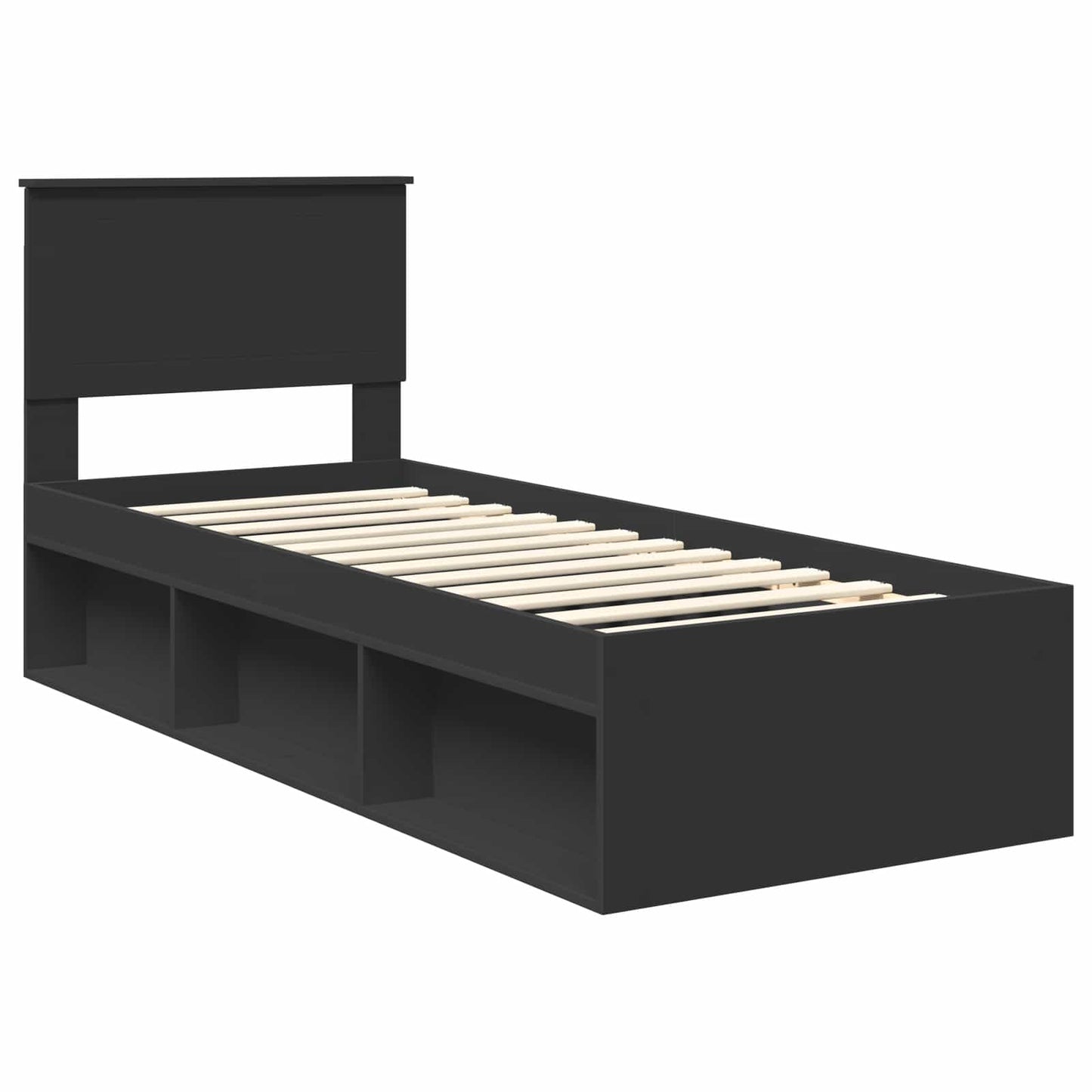Struttura del letto con testiera Nero 75 x 190 cm Pino massello | homemem39