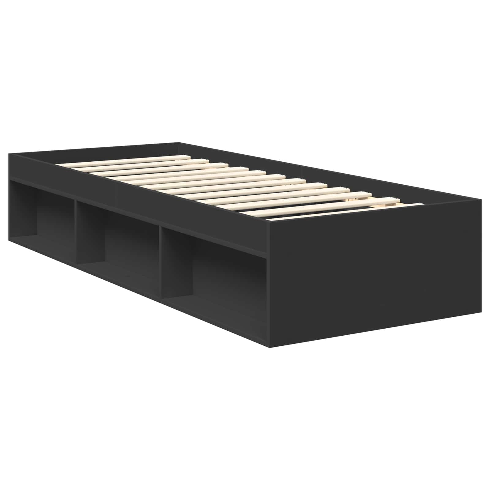 Struttura del letto con testiera Nero 75 x 190 cm Pino massello | homemem39