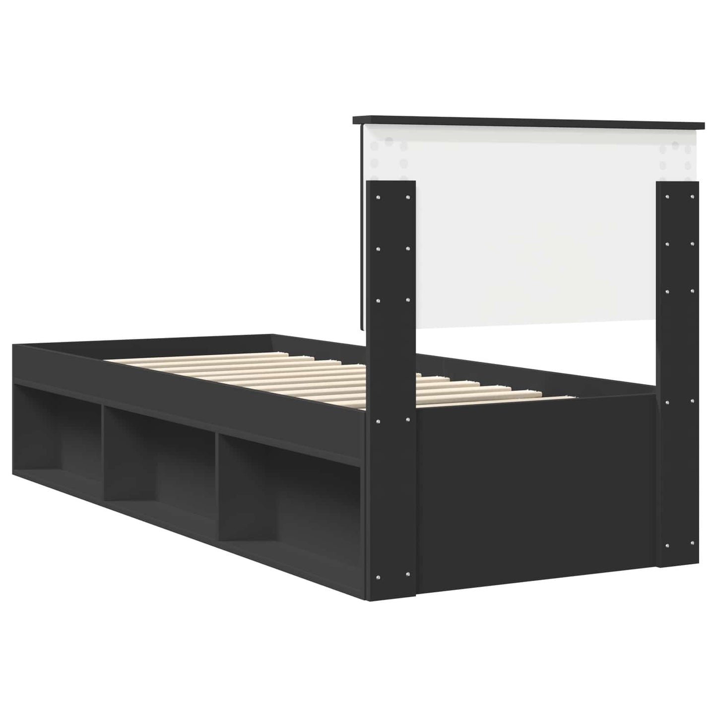 Struttura del letto con testiera Nero 75 x 190 cm Pino massello | homemem39