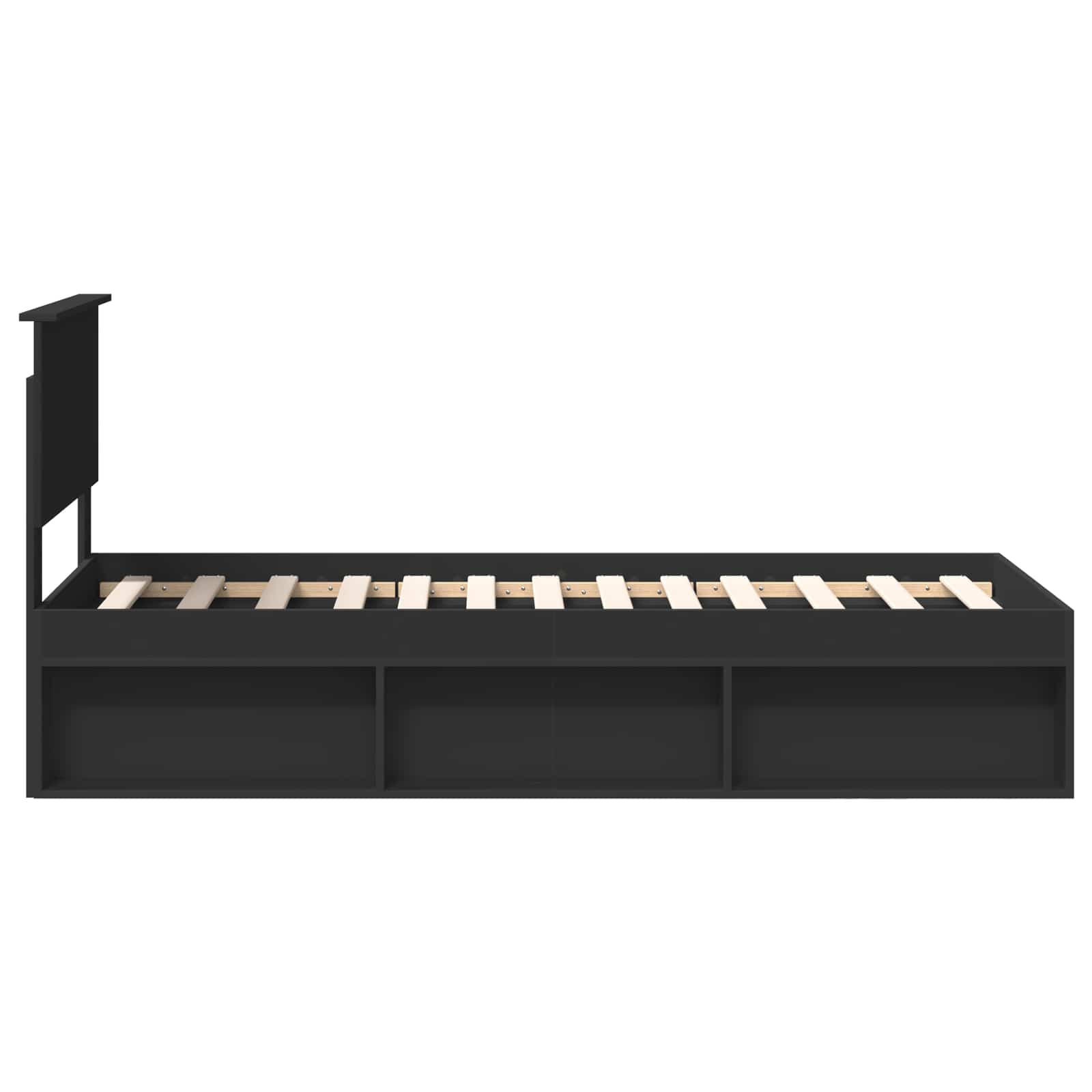 Struttura del letto con testiera Nero 75 x 190 cm Pino massello | homemem39