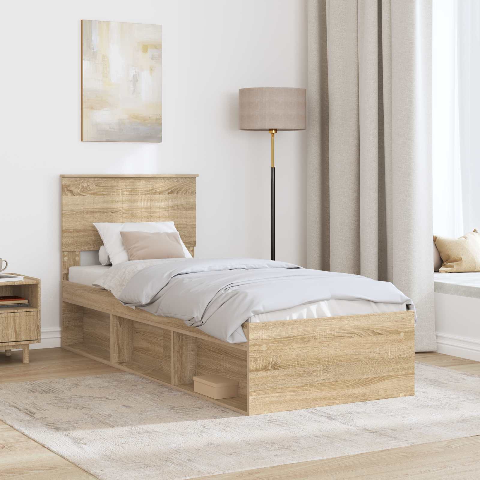 Struttura del letto Rovere Sonoma 75 x 190 cm Pino massello | homemem39