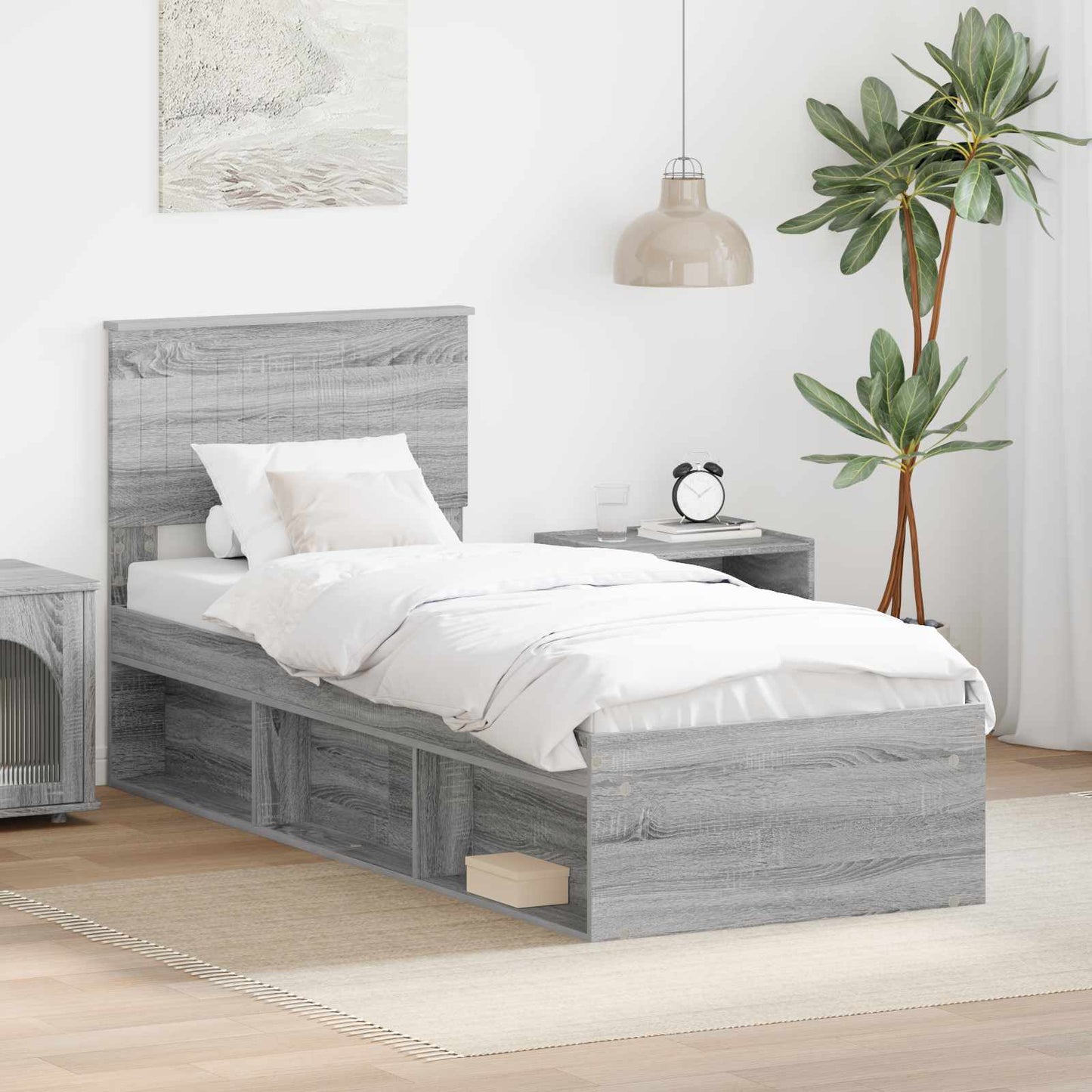 Struttura del letto Grigio Sonoma 75 x 190 cm Pino massello | homemem39