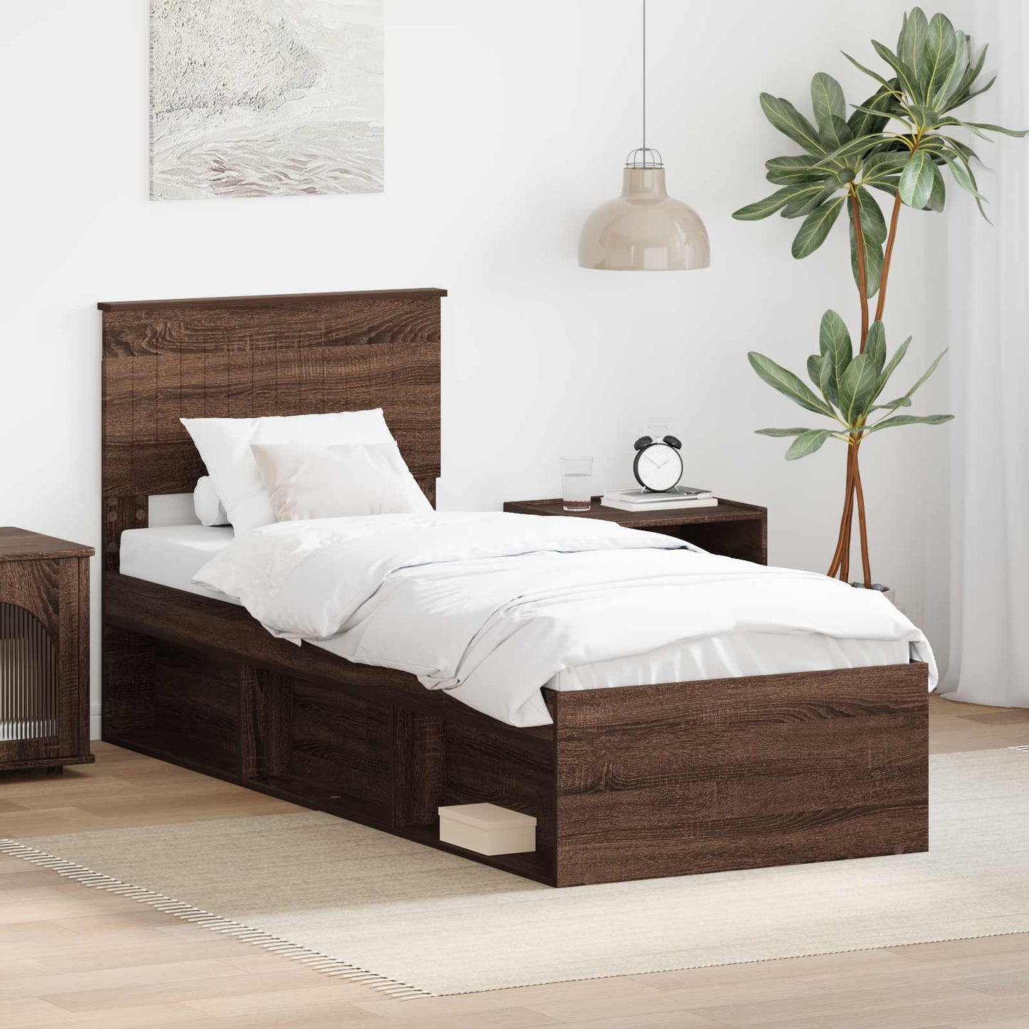 Struttura del letto Rovere Marrone 75 x 190 cm Pino massello | homemem39