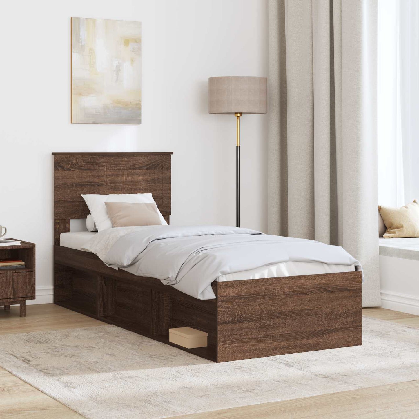 Struttura del letto Rovere Marrone 75 x 190 cm Pino massello | homemem39