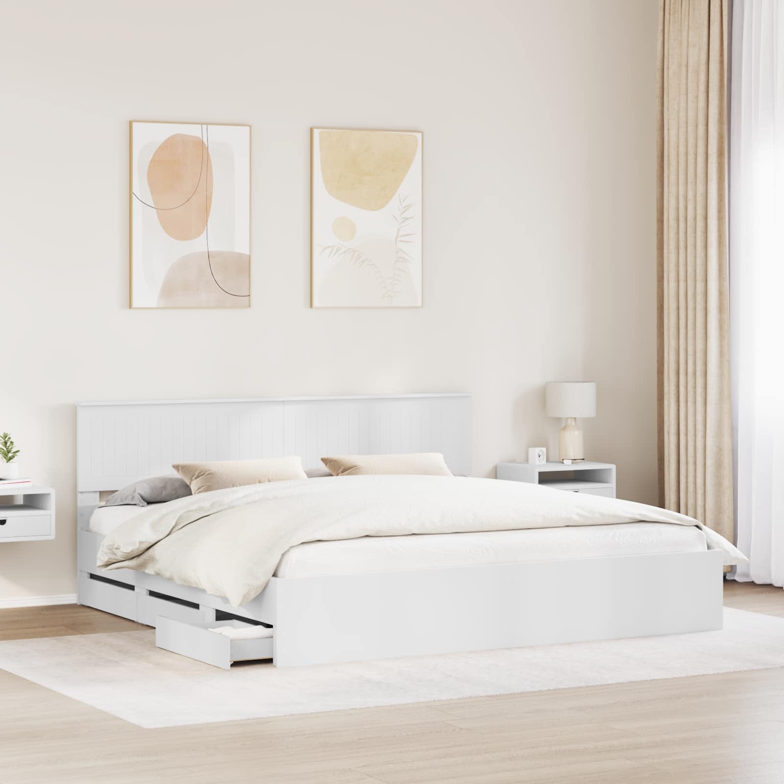 Struttura del letto Bianco 200 x 200 cm Legno Ingegnerizzato | homemem39