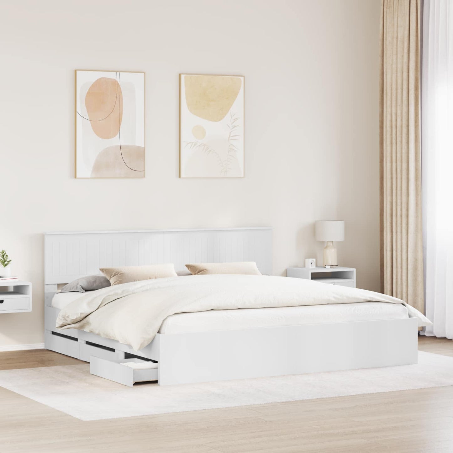 Struttura del letto Bianco 200 x 200 cm Legno Ingegnerizzato