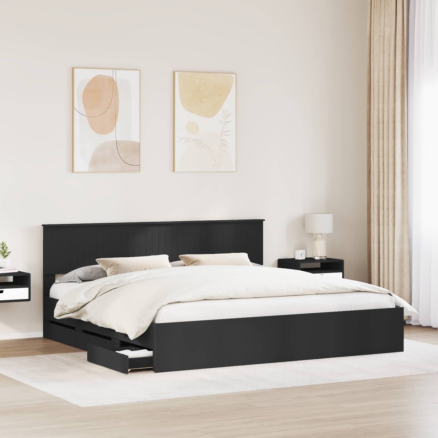 Struttura del letto Nero 200 x 200 cm Legno Ingegnerizzato