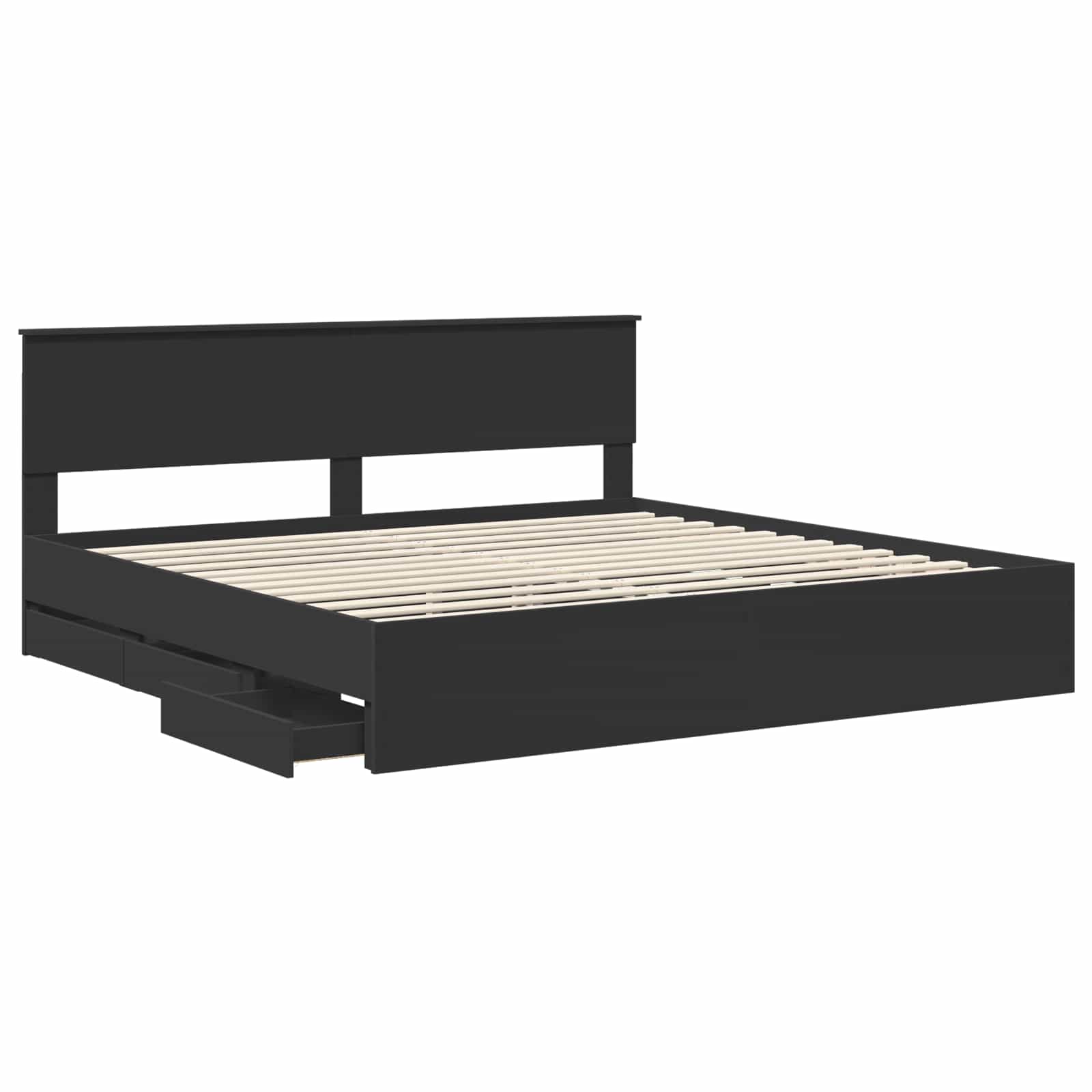 Struttura del letto Nero 200 x 200 cm Legno Ingegnerizzato | homemem39