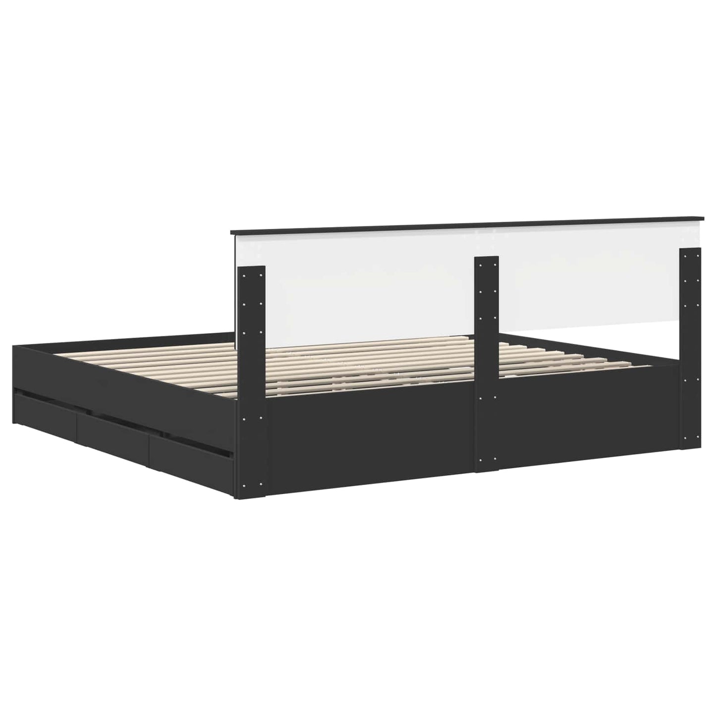 Struttura del letto Nero 200 x 200 cm Legno Ingegnerizzato