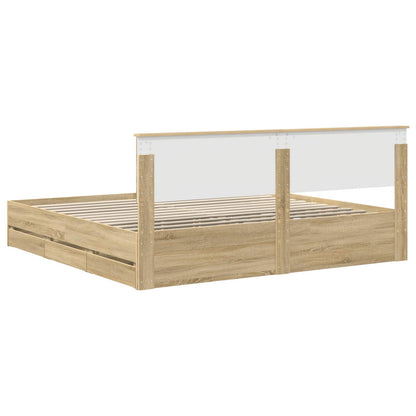 Struttura del letto con cassetto Rovere Sonoma 200 x 200 cm | homemem39