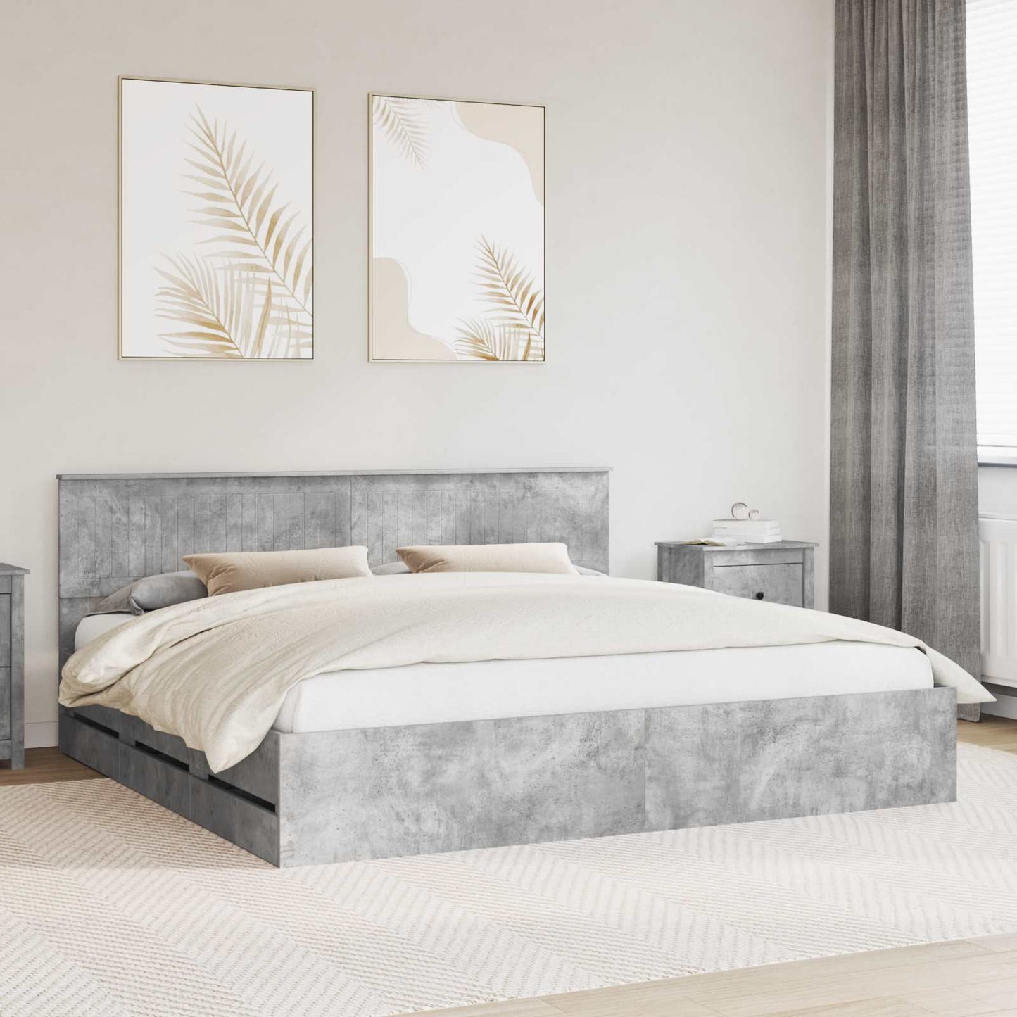 Struttura del letto con cassetto Grigio cemento 200 x 200 cm