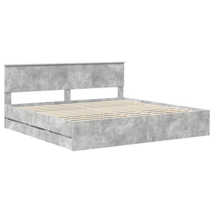 Struttura del letto con cassetto Grigio cemento 200 x 200 cm
