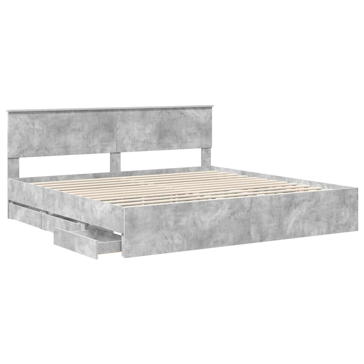 Struttura del letto con cassetto Grigio cemento 200 x 200 cm