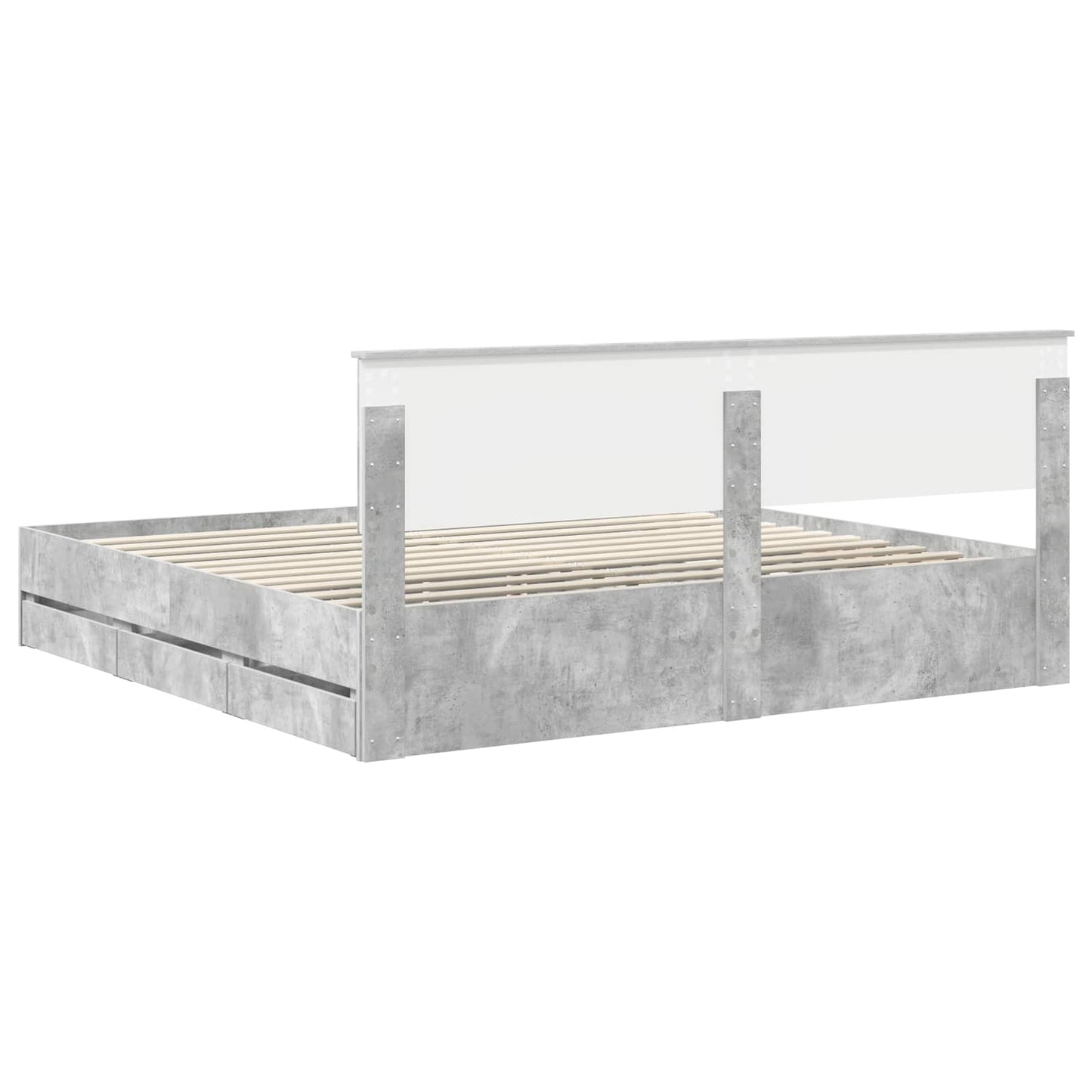 Struttura del letto con cassetto Grigio cemento 200 x 200 cm | homemem39