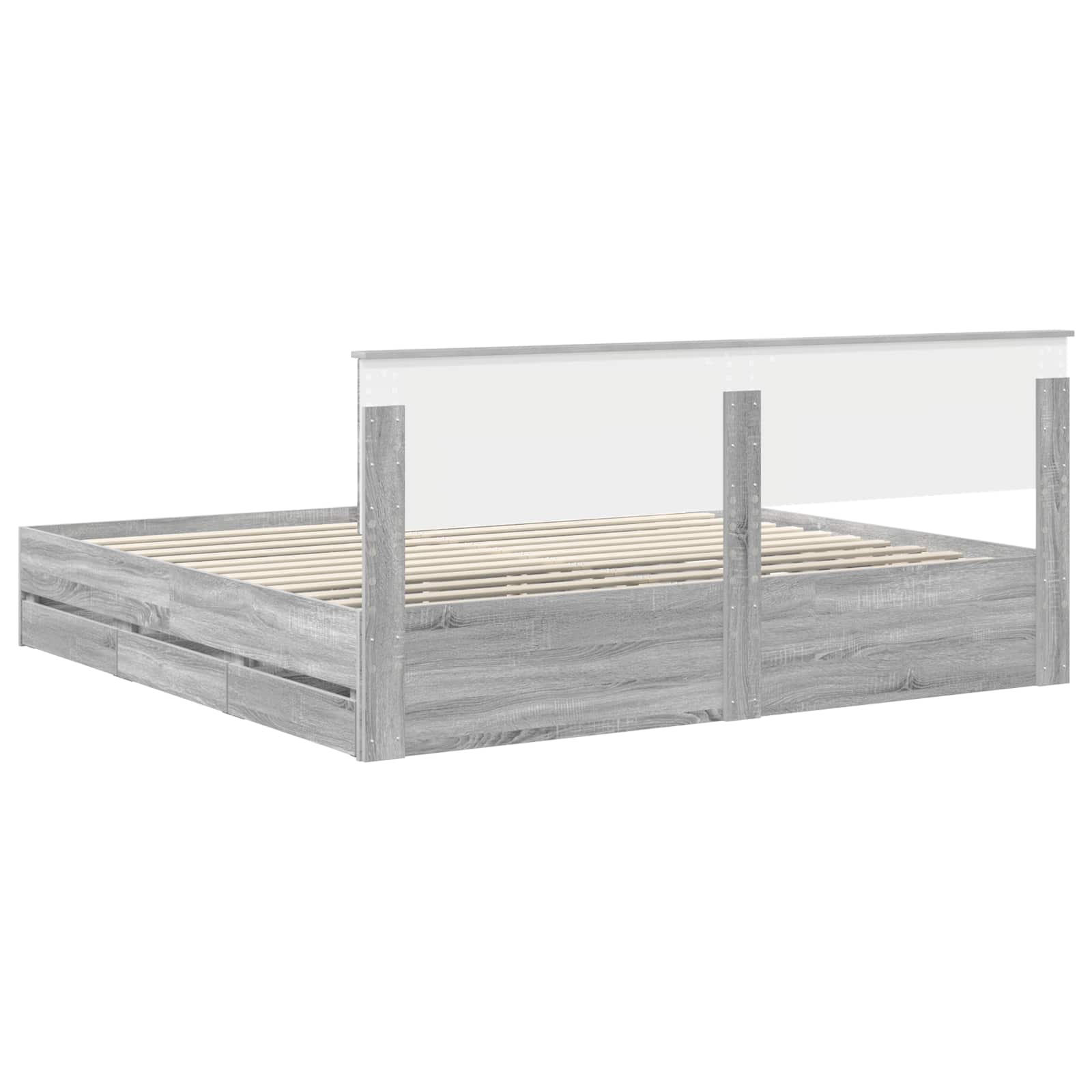 Struttura del letto con cassetto Grigio Sonoma 200 x 200 cm | homemem39
