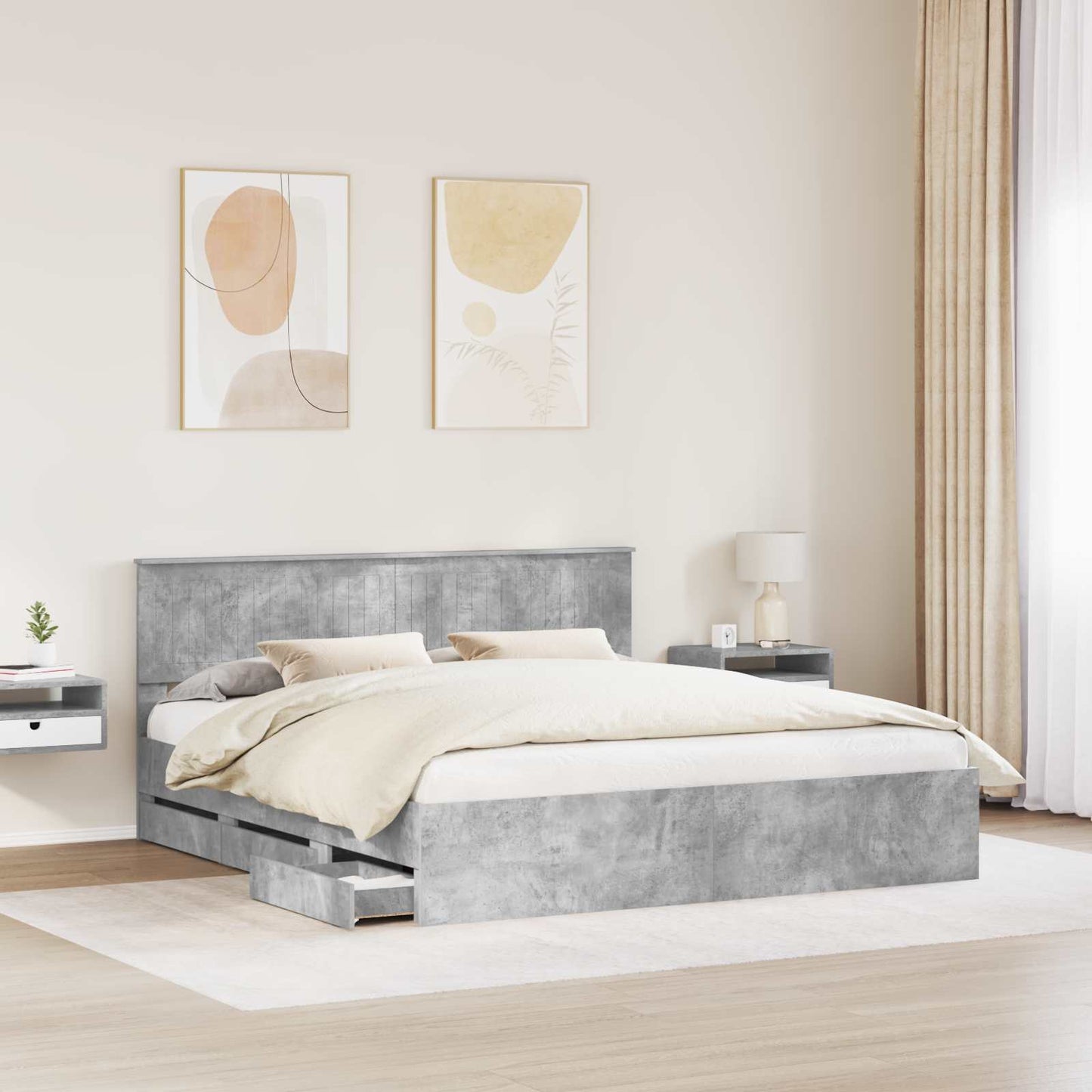 Struttura del letto con cassetto Grigio cemento 180 x 200 cm