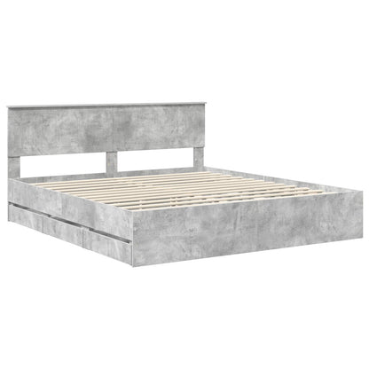 Struttura del letto con cassetto Grigio cemento 180 x 200 cm