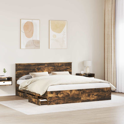 Struttura del letto con cassetto Rovere fumé 180 x 200 cm