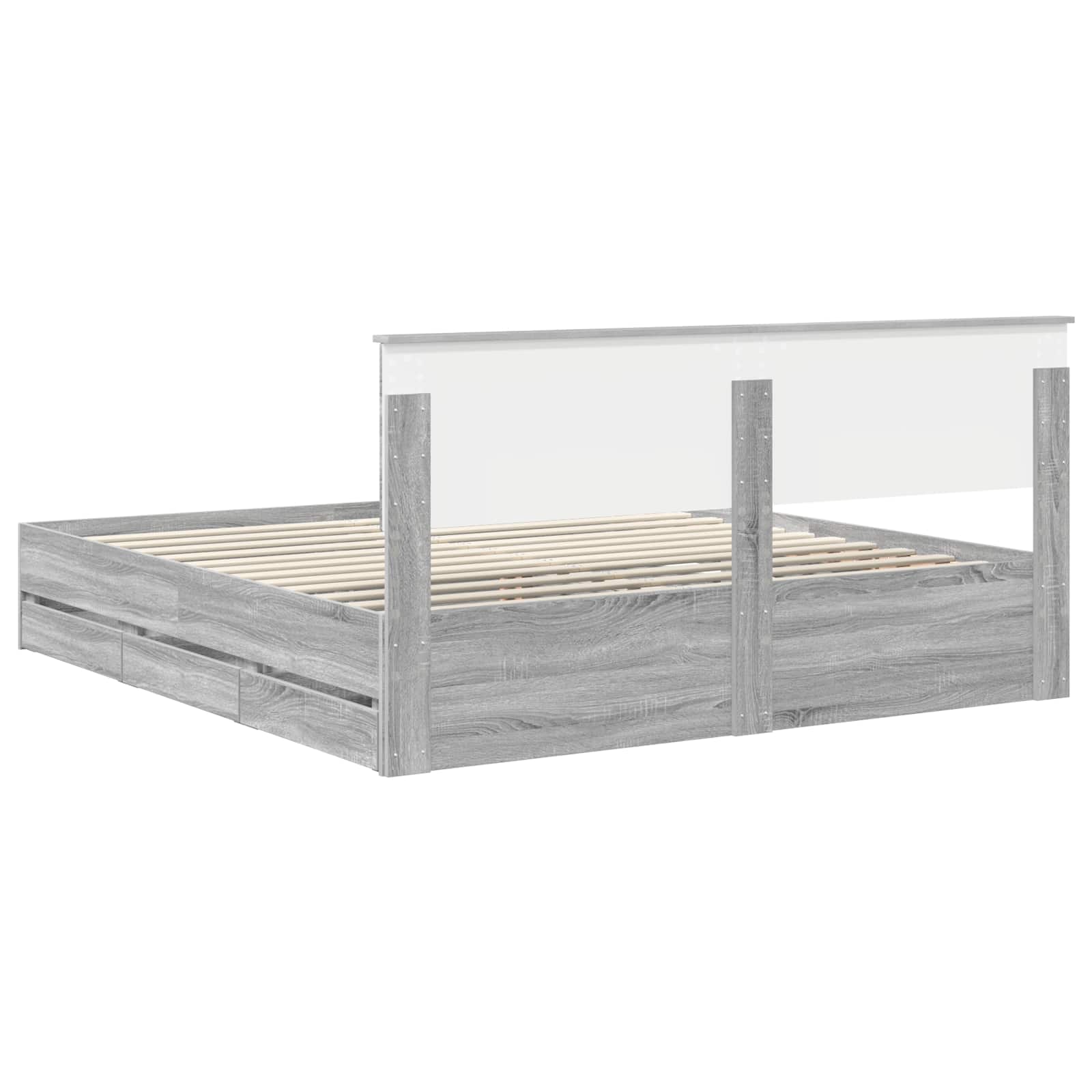 Struttura del letto con cassetto Grigio Sonoma 180 x 200 cm | homemem39