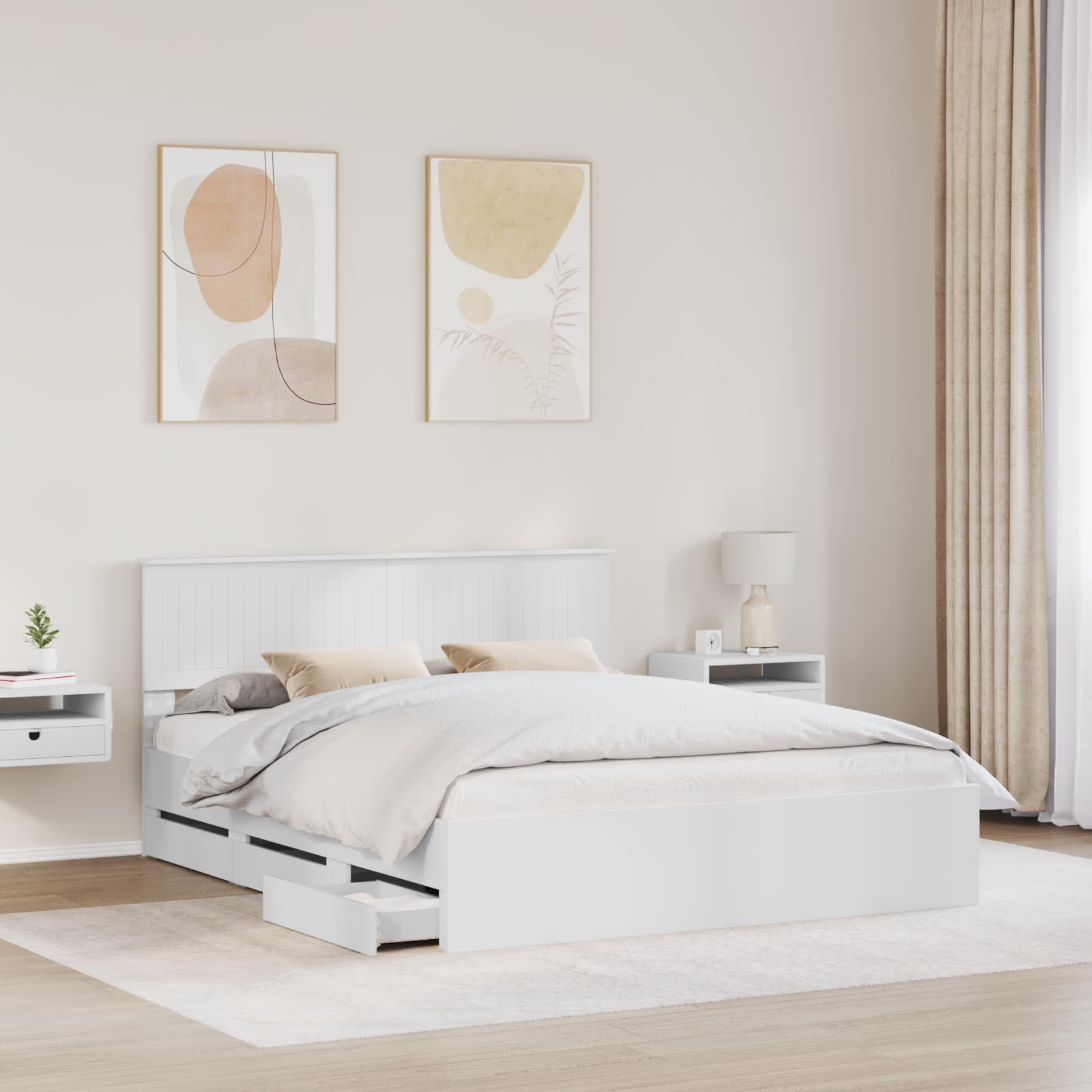 Struttura del letto Bianco 160 x 200 cm Legno Ingegnerizzato | homemem39