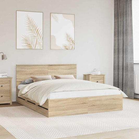 Struttura del letto con cassetto Rovere Sonoma 160 x 200 cm
