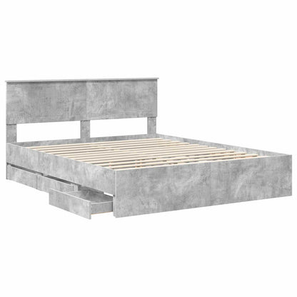 Struttura del letto con cassetto Grigio cemento 160 x 200 cm