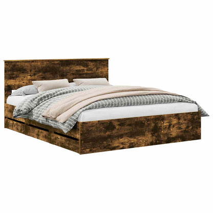 Struttura del letto con cassetto Rovere fumé 160 x 200 cm