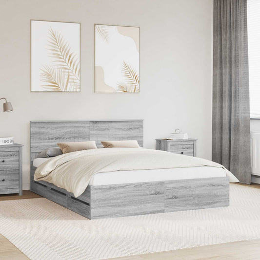 Struttura del letto con cassetto Grigio Sonoma 160 x 200 cm