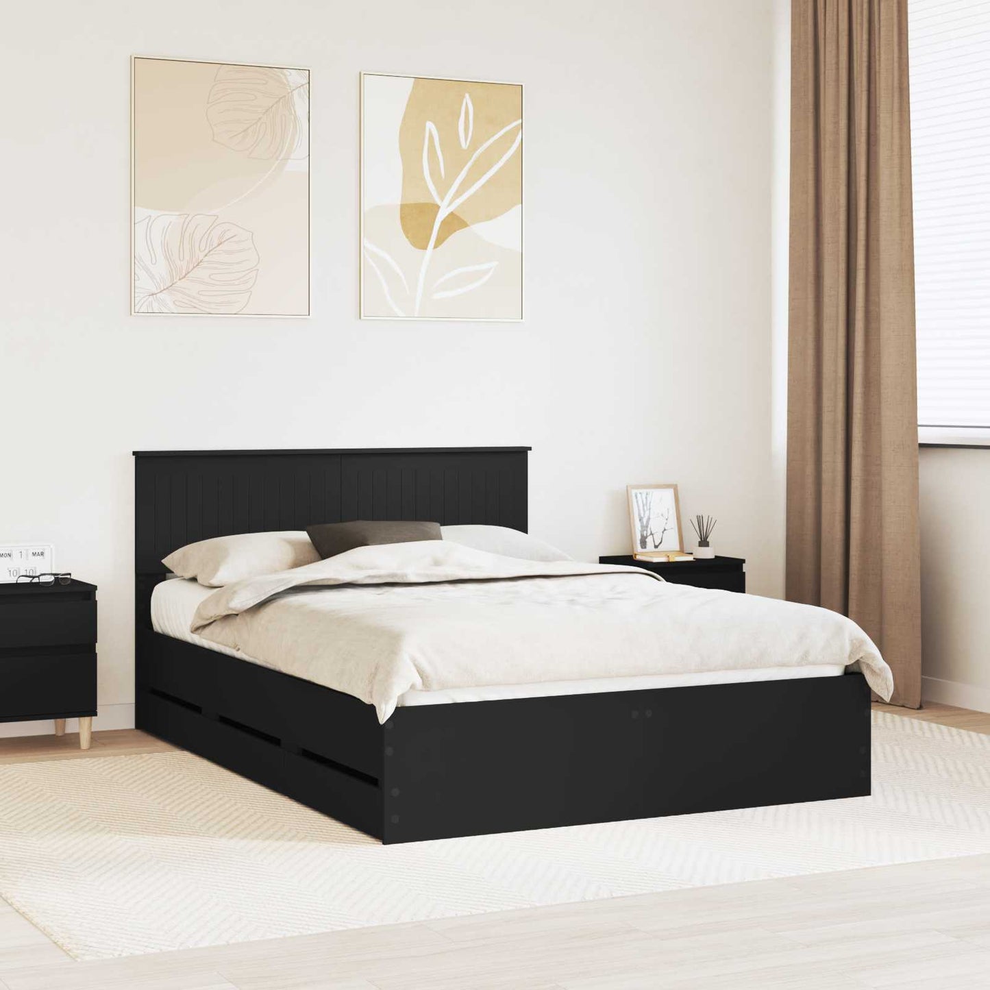 Struttura del letto Nero 140 x 200 cm Legno Ingegnerizzato