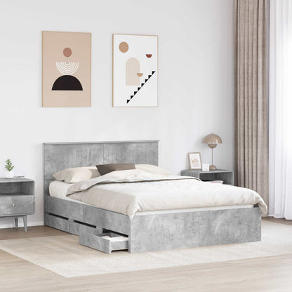 Struttura del letto con cassetto Grigio cemento 135 x 190 cm | homemem39