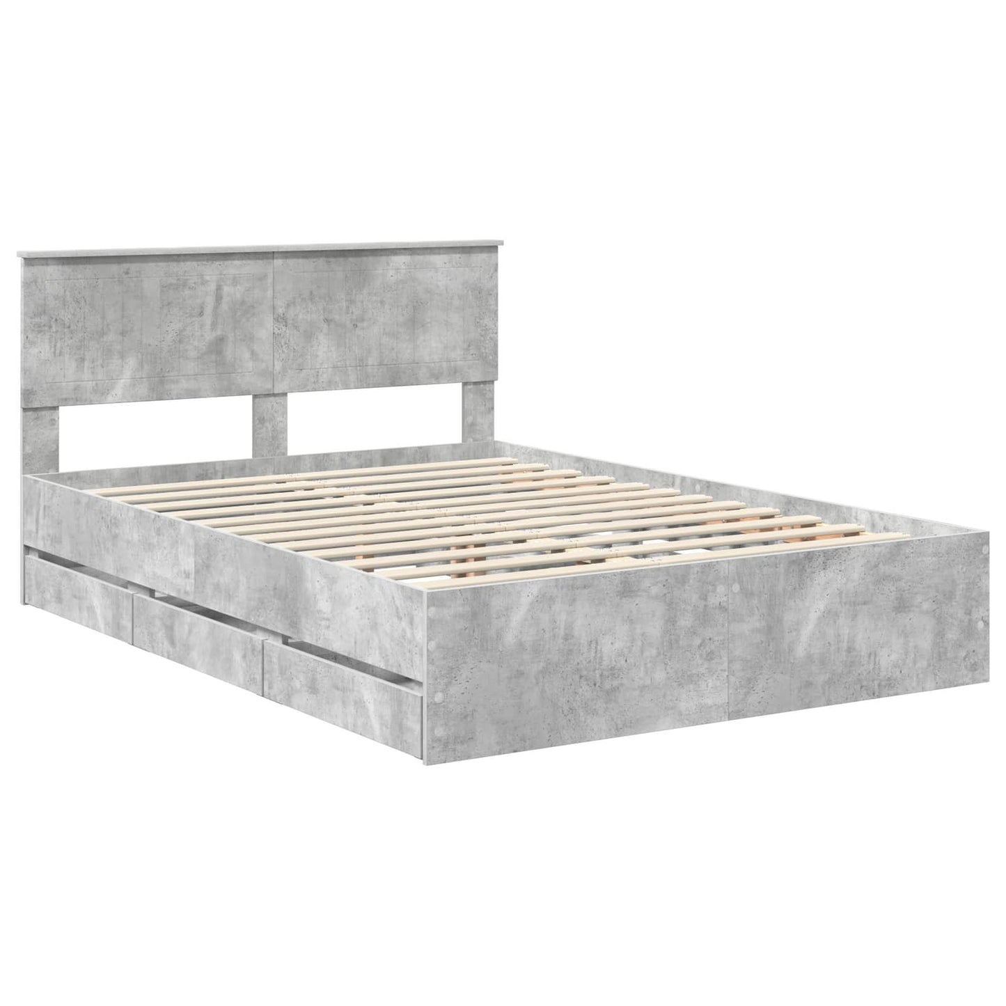 Struttura del letto con cassetto Grigio cemento 135 x 190 cm | homemem39