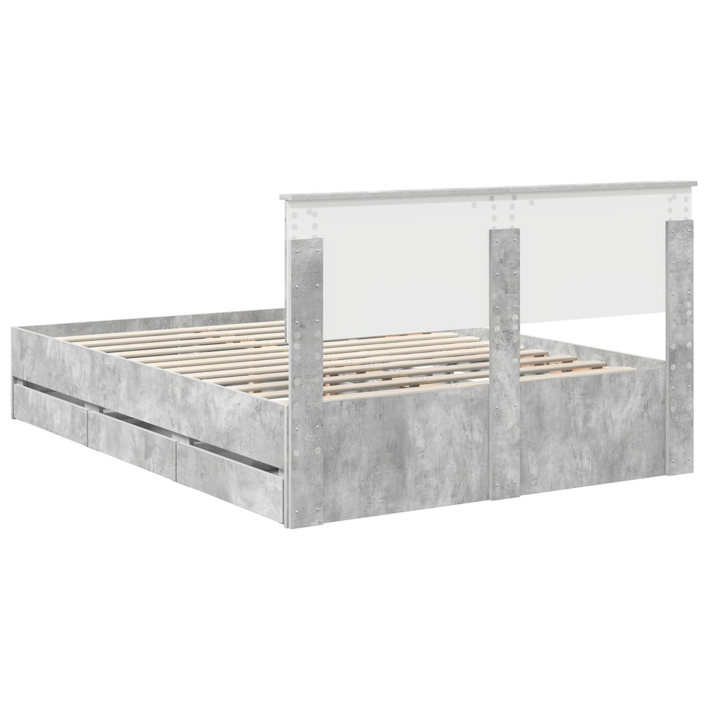 Struttura del letto con cassetto Grigio cemento 135 x 190 cm | homemem39