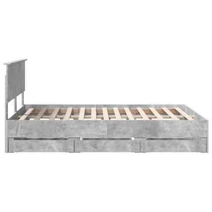 Struttura del letto con cassetto Grigio cemento 135 x 190 cm | homemem39