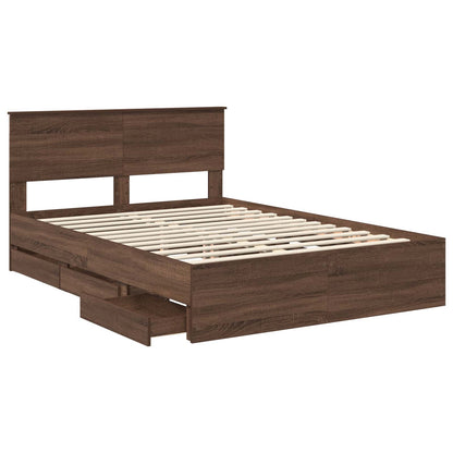 Struttura del letto con cassetto Rovere Marrone 135 x 190 cm | homemem39
