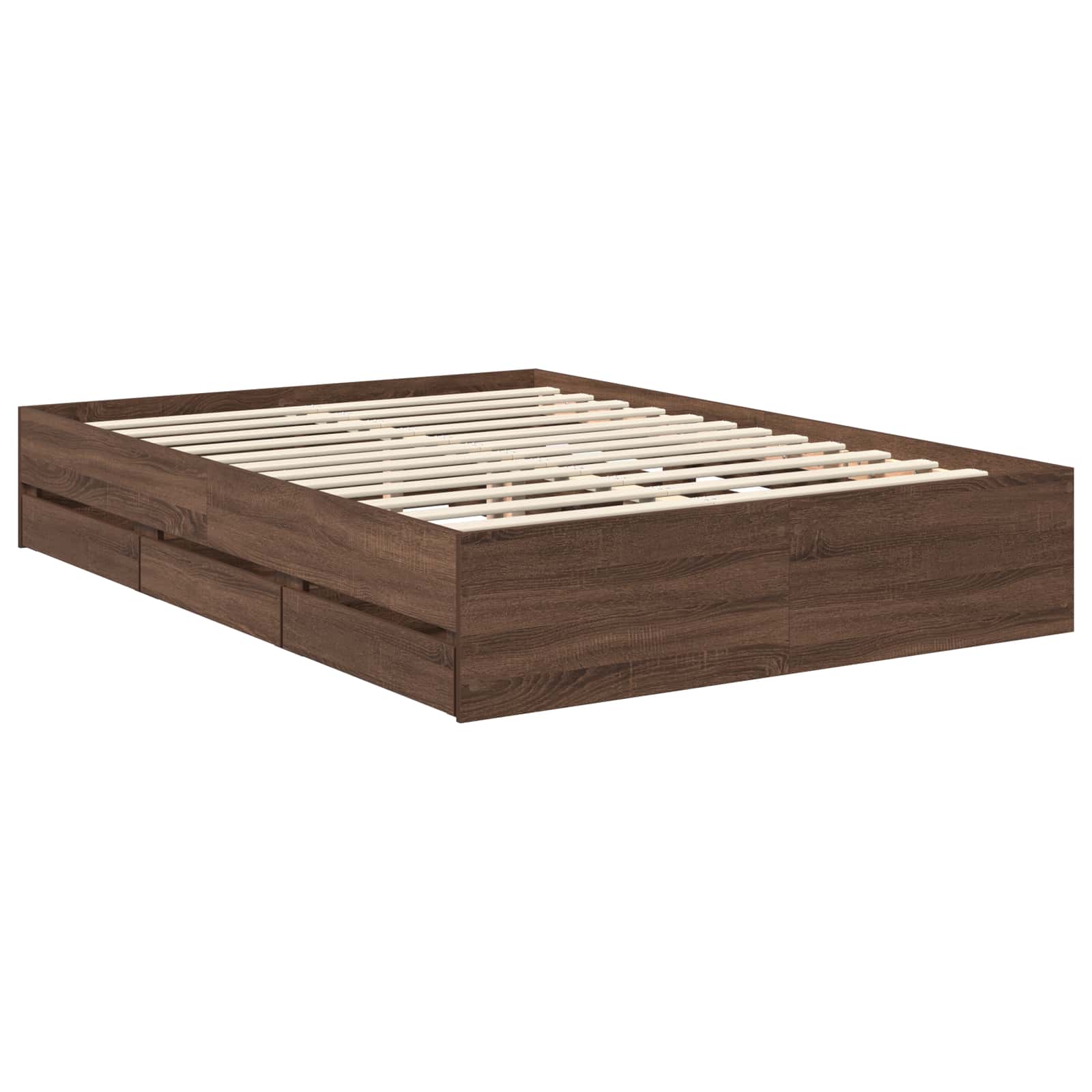 Struttura del letto con cassetto Rovere Marrone 135 x 190 cm | homemem39