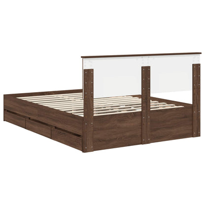 Struttura del letto con cassetto Rovere Marrone 135 x 190 cm