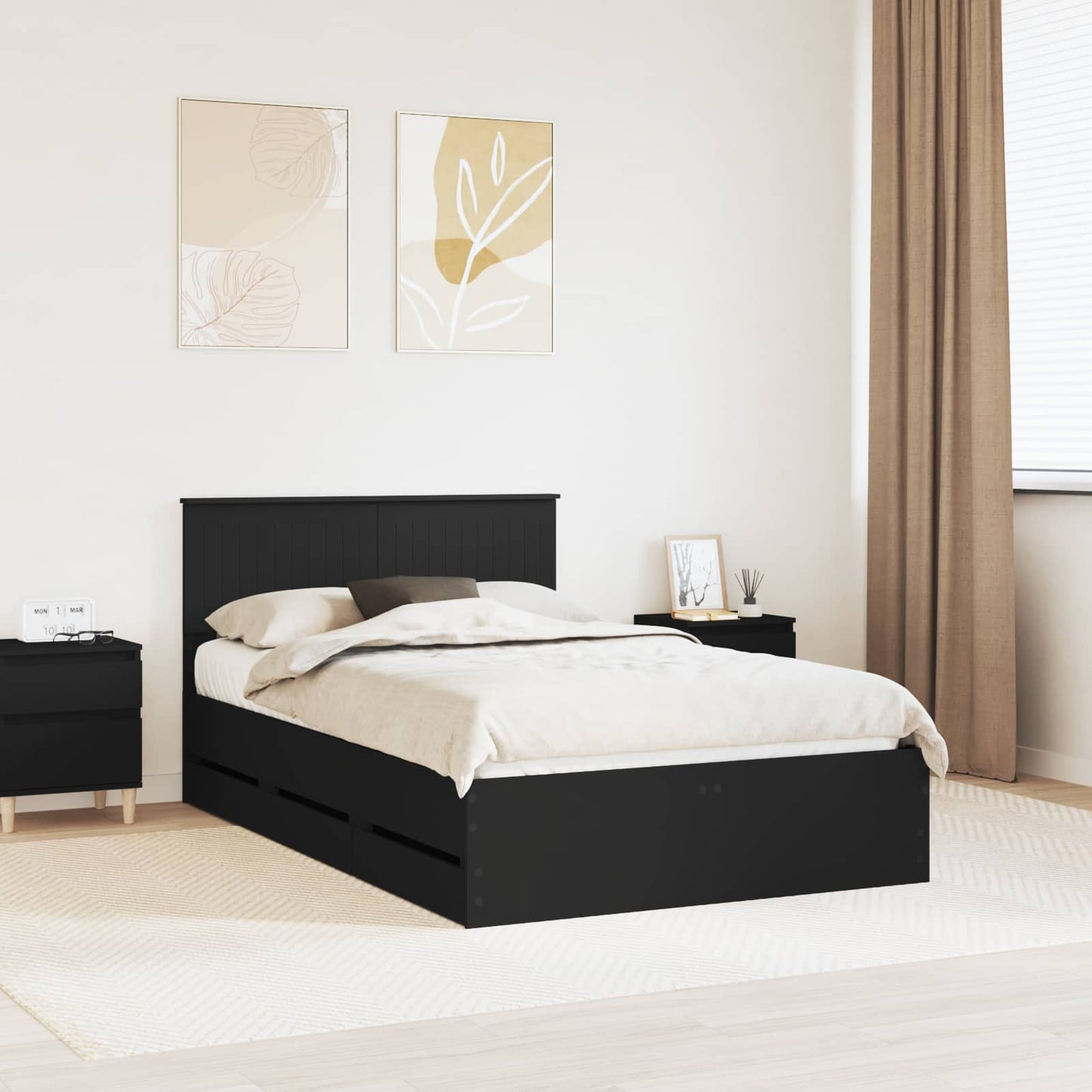 Struttura del letto Nero 120 x 190 cm Legno Ingegnerizzato | homemem39
